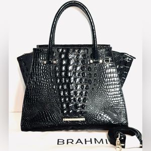 Brahmin Large Priscilla Black Satchel Shoulder Handbag